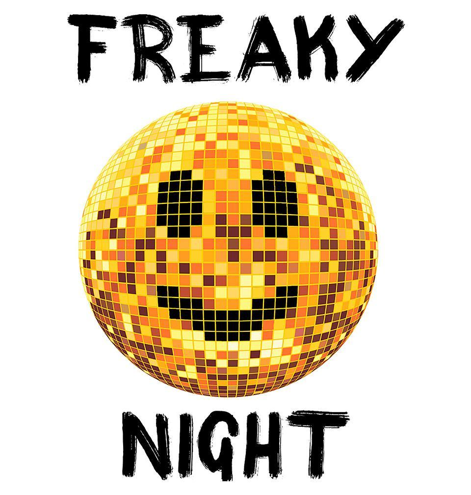 FunkyTradition White Round Neck Freaky Night Men Half Sleeves T-Shirt