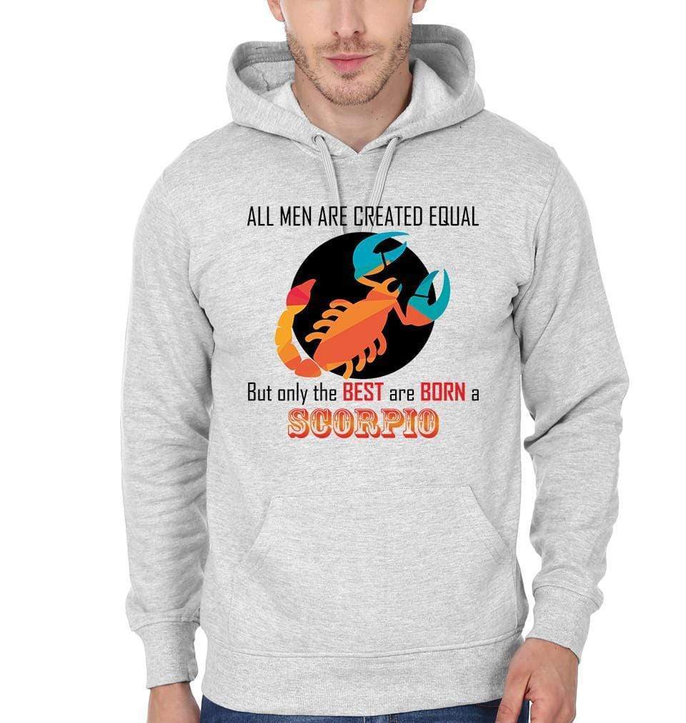 FunkyTradition All Men Created Equal But Best Are Born in Scorpio Grey Hoodies Clothing FunkyTradition