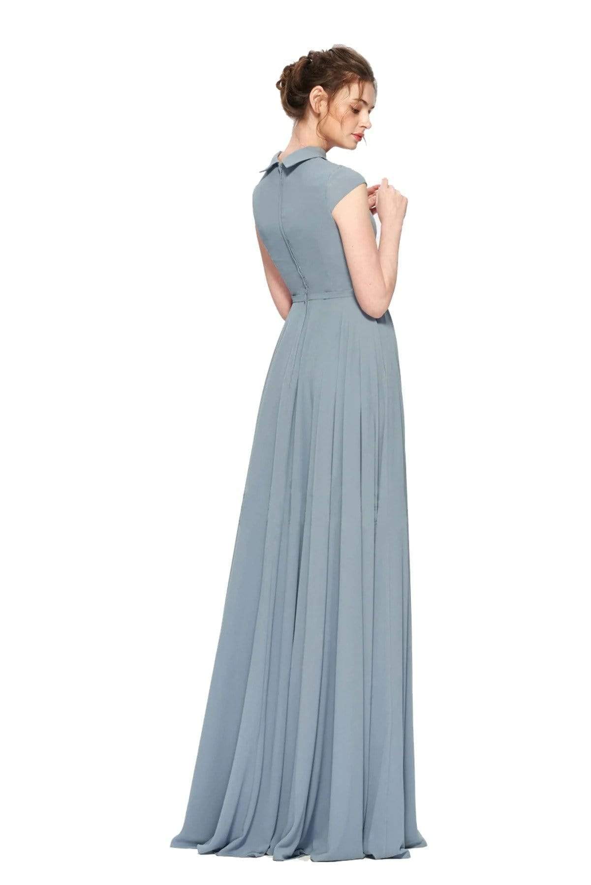 FunkyTradition Bridesmaid Grey Rangoli Georgette Floor Length 10 Meter Flared Gown - FunkyTradition