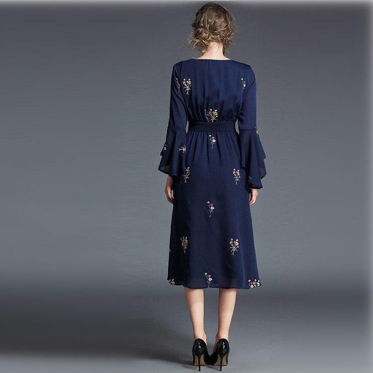 FunkyTradition Floral Navy Blue Georgette Embroidery Ethnic Tunic FunkyTradition