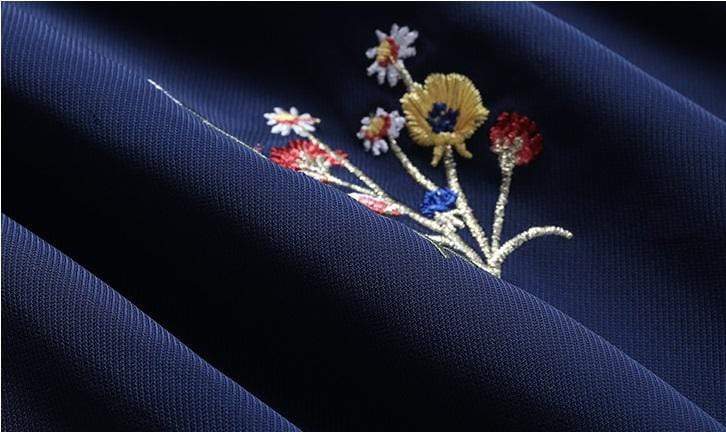 FunkyTradition Floral Navy Blue Georgette Embroidery Ethnic Tunic FunkyTradition