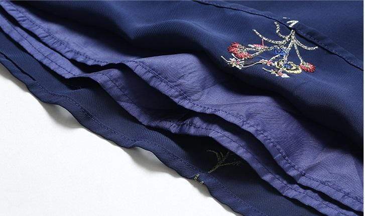 FunkyTradition Floral Navy Blue Georgette Embroidery Ethnic Tunic FunkyTradition