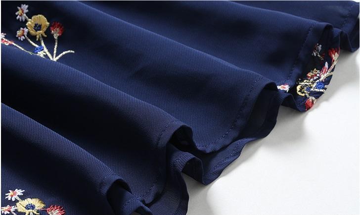 FunkyTradition Floral Navy Blue Georgette Embroidery Ethnic Tunic FunkyTradition