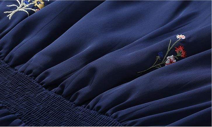 FunkyTradition Floral Navy Blue Georgette Embroidery Ethnic Tunic FunkyTradition