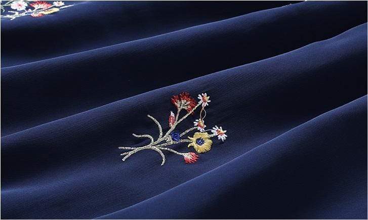 FunkyTradition Floral Navy Blue Georgette Embroidery Ethnic Tunic FunkyTradition