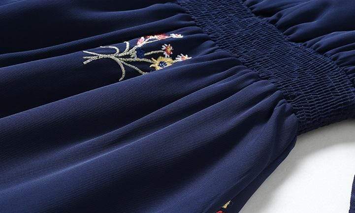 FunkyTradition Floral Navy Blue Georgette Embroidery Ethnic Tunic FunkyTradition