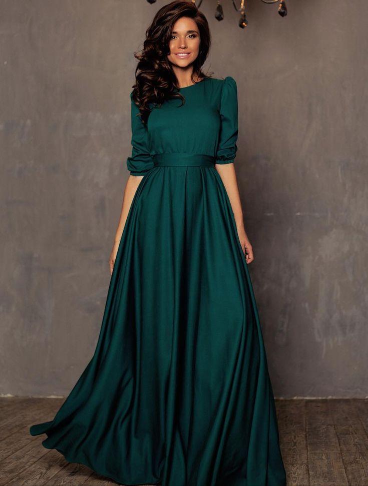 FunkyTradition Striking Green Tapeta Silk Floor Length Dress - FunkyTradition