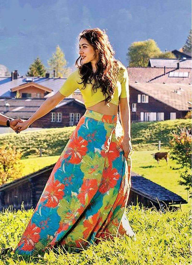 FunkyTradition Stunning Digital Printed Multi Colour Classic Lahenga Choli/ Skirt FunkyTradition