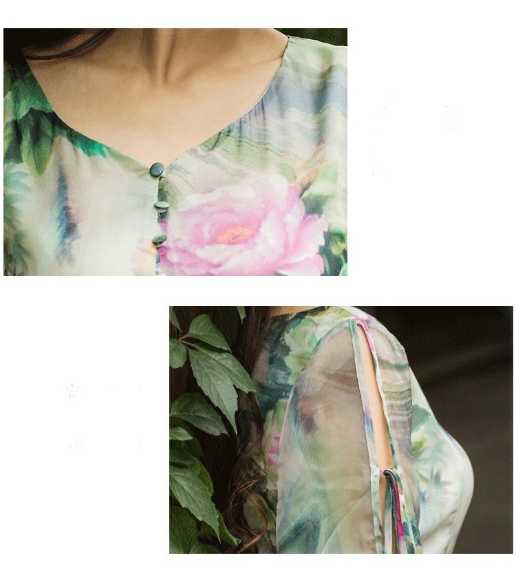 FunkyTradition Trendy Short Sleeve Floral Printed Faux Georgette Maxi Dress - FunkyTradition