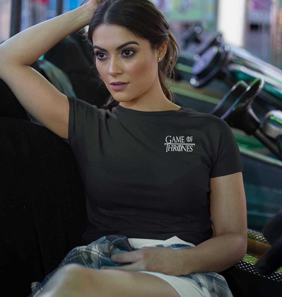 Game Of Thrones Logo Womens Crop Top-FunkyTradition Half Sleeves T-Shirt FunkyTradition