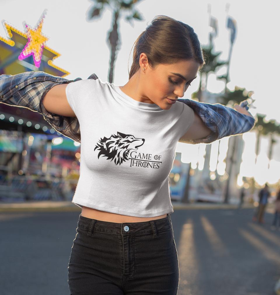 Game Of Thrones Winter Coming Womens Crop Top-FunkyTradition Half Sleeves T-Shirt FunkyTradition