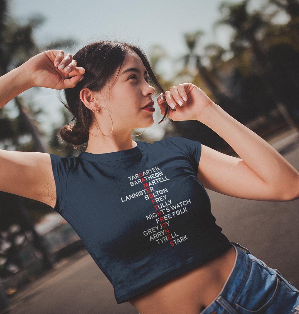 Game Of Thrones Womens Crop Top-FunkyTradition Half Sleeves T-Shirt FunkyTradition