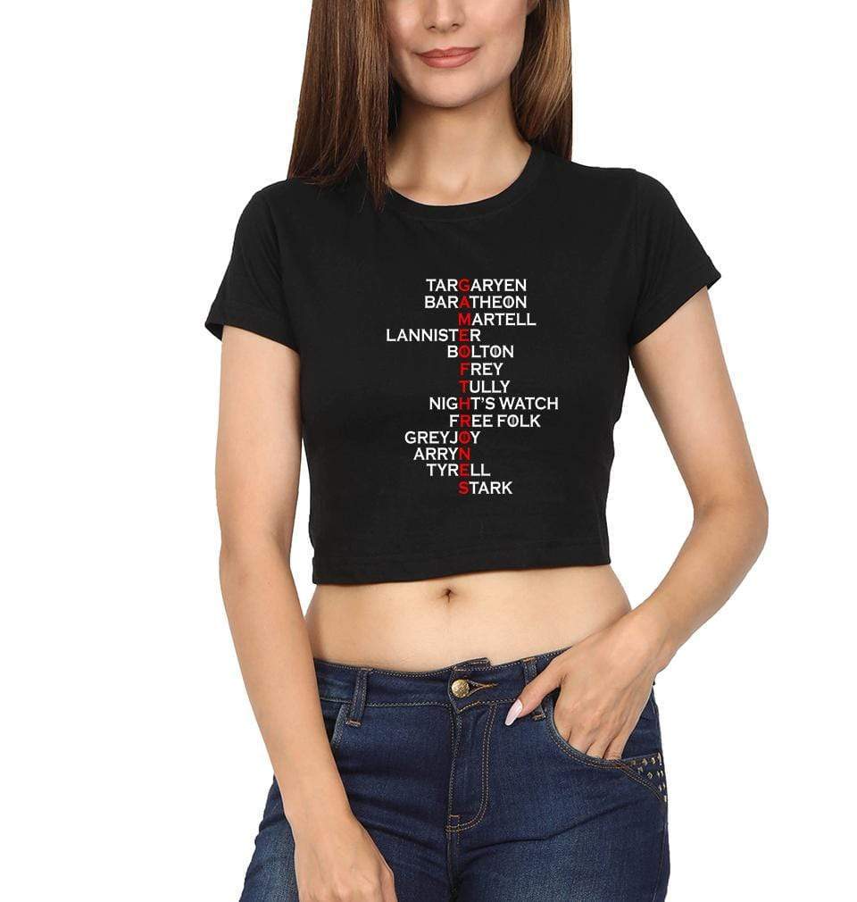 Game Of Thrones Womens Crop Top-FunkyTradition Half Sleeves T-Shirt FunkyTradition