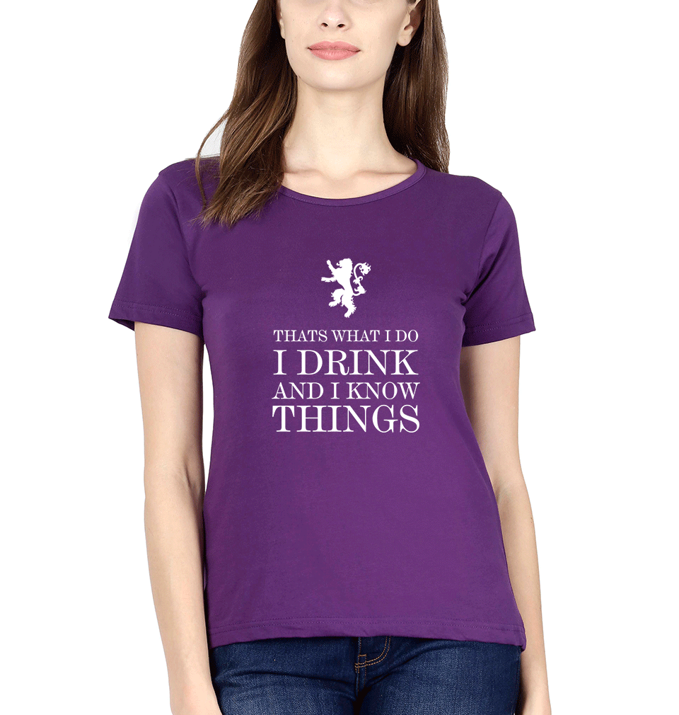 GOT Game of Thrones I Drink And Know Things Womens Half Sleeves T-Shirts-FunkyTradition Half Sleeves T-Shirt FunkyTradition