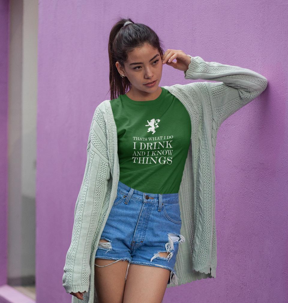 GOT Game of Thrones I Drink And Know Things Womens Half Sleeves T-Shirts-FunkyTradition Half Sleeves T-Shirt FunkyTradition