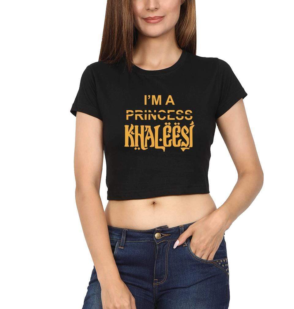 GOT Game Of Thrones I'M Khaleesi Womens Crop Top-FunkyTradition Half Sleeves T-Shirt FunkyTradition