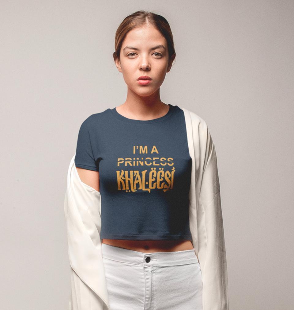 GOT Game Of Thrones I'M Khaleesi Womens Crop Top-FunkyTradition Half Sleeves T-Shirt FunkyTradition