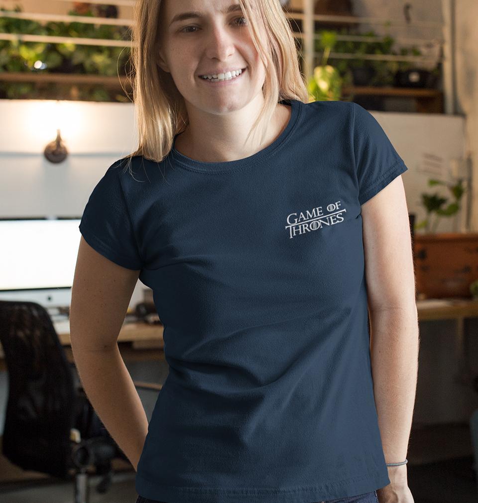 GOT Game Of Thrones Logo Womens Half Sleeves T-Shirts-FunkyTradition Half Sleeves T-Shirt FunkyTradition