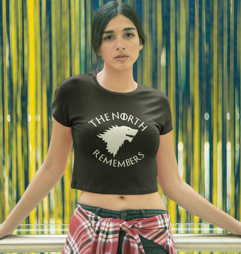 GOT Game Of Thrones North Remembers Womens Crop Top-FunkyTradition Half Sleeves T-Shirt FunkyTradition