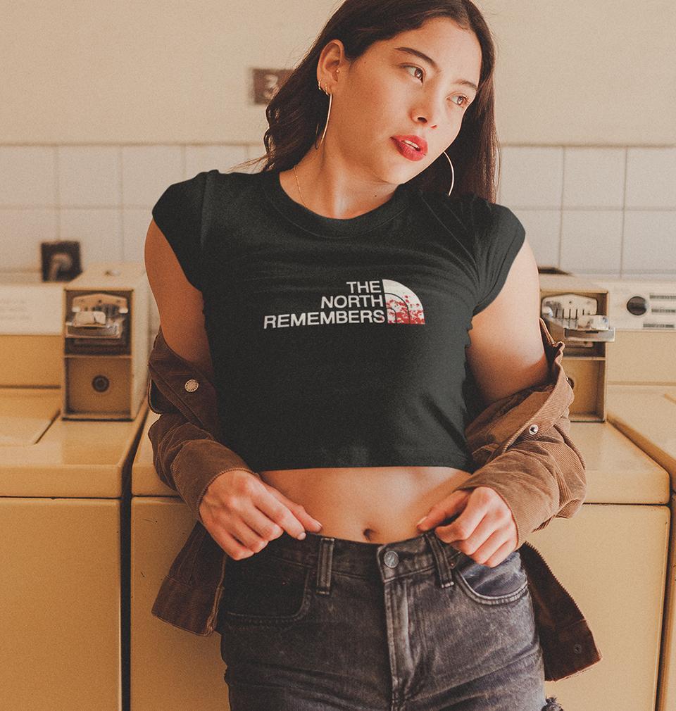 GOT Game Of Thrones North Remembers Womens Crop Top-FunkyTradition Half Sleeves T-Shirt FunkyTradition