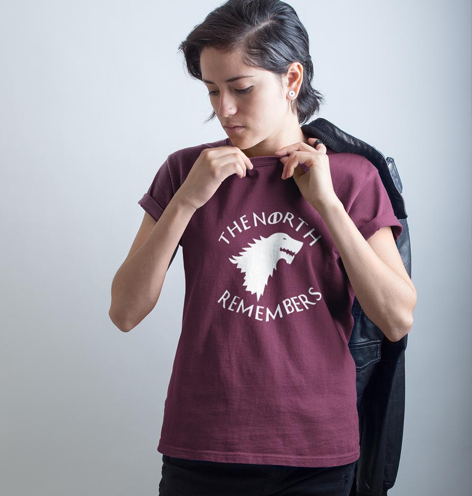 GOT Game Of Thrones North Remembers Womens Half Sleeves T-Shirts-FunkyTradition Half Sleeves T-Shirt FunkyTradition