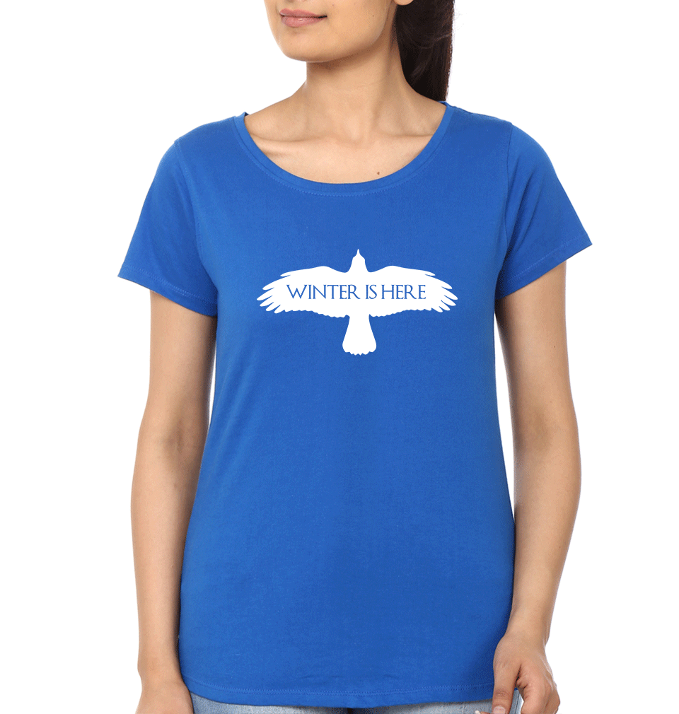 GOT Game Of Thrones Winter Is Here Womens Half Sleeves T-Shirts-FunkyTradition Half Sleeves T-Shirt FunkyTradition