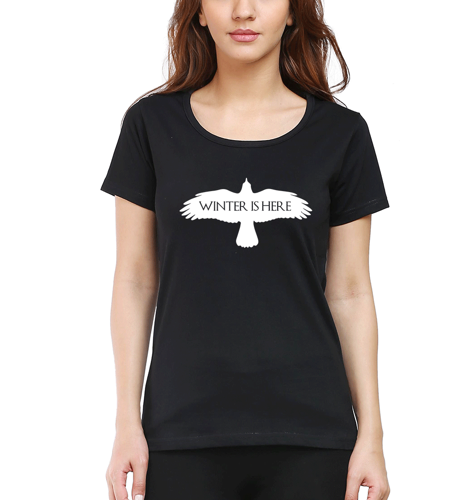 GOT Game Of Thrones Winter Is Here Womens Half Sleeves T-Shirts-FunkyTradition Half Sleeves T-Shirt FunkyTradition