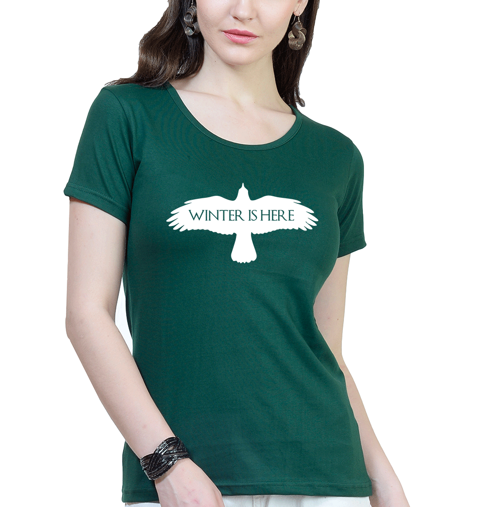 GOT Game Of Thrones Winter Is Here Womens Half Sleeves T-Shirts-FunkyTradition Half Sleeves T-Shirt FunkyTradition