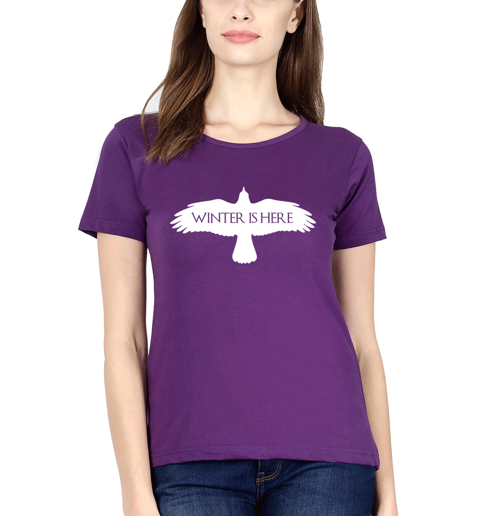 GOT Game Of Thrones Winter Is Here Womens Half Sleeves T-Shirts-FunkyTradition Half Sleeves T-Shirt FunkyTradition