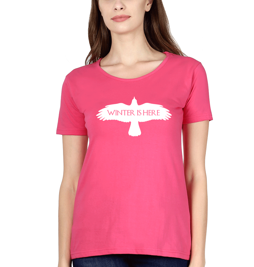 GOT Game Of Thrones Winter Is Here Womens Half Sleeves T-Shirts-FunkyTradition Half Sleeves T-Shirt FunkyTradition