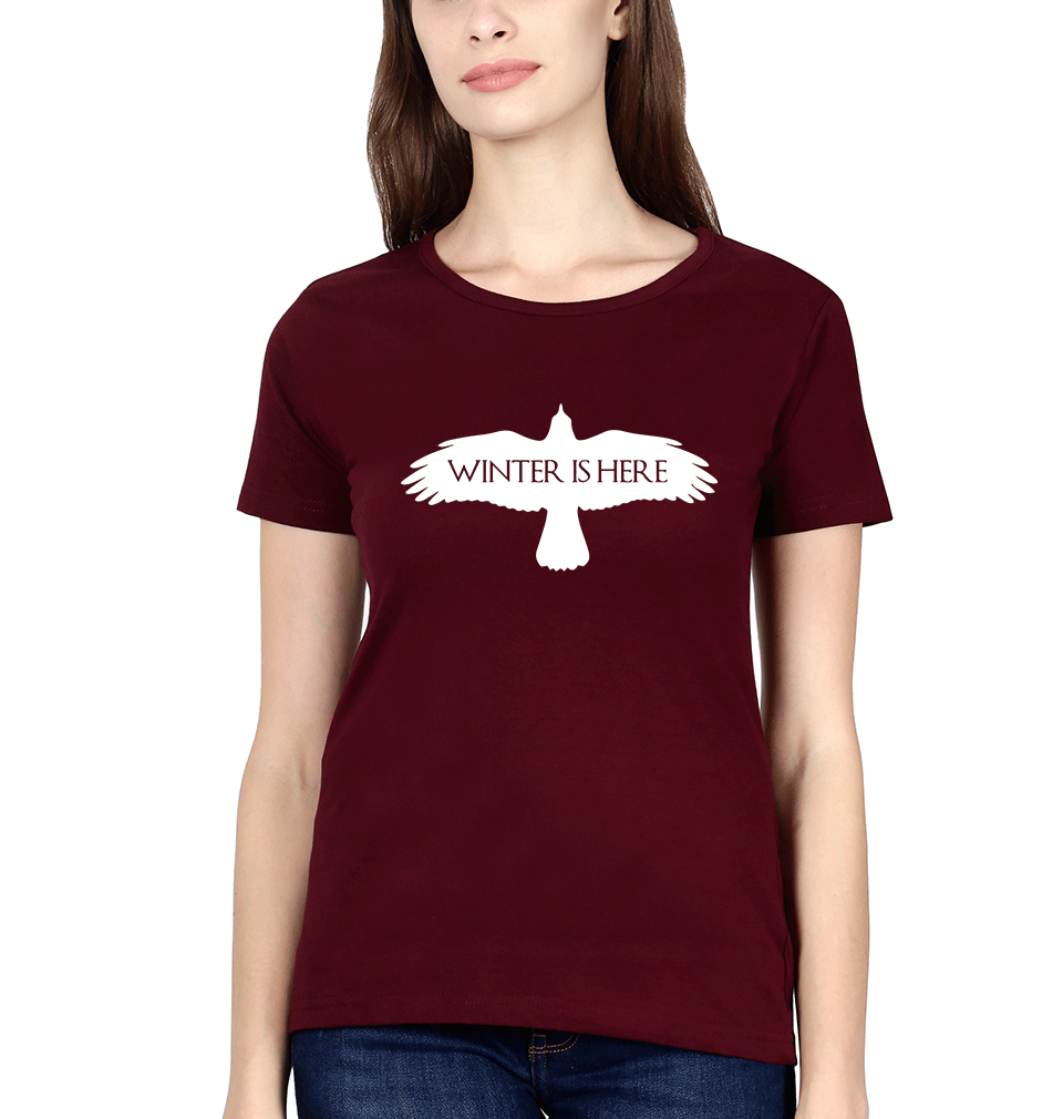 GOT Game Of Thrones Winter Is Here Womens Half Sleeves T-Shirts-FunkyTradition Half Sleeves T-Shirt FunkyTradition