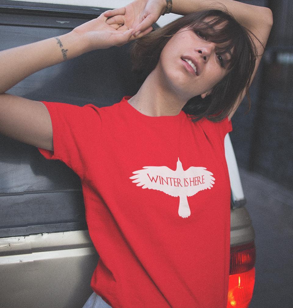 GOT Game Of Thrones Winter Is Here Womens Half Sleeves T-Shirts-FunkyTradition Half Sleeves T-Shirt FunkyTradition