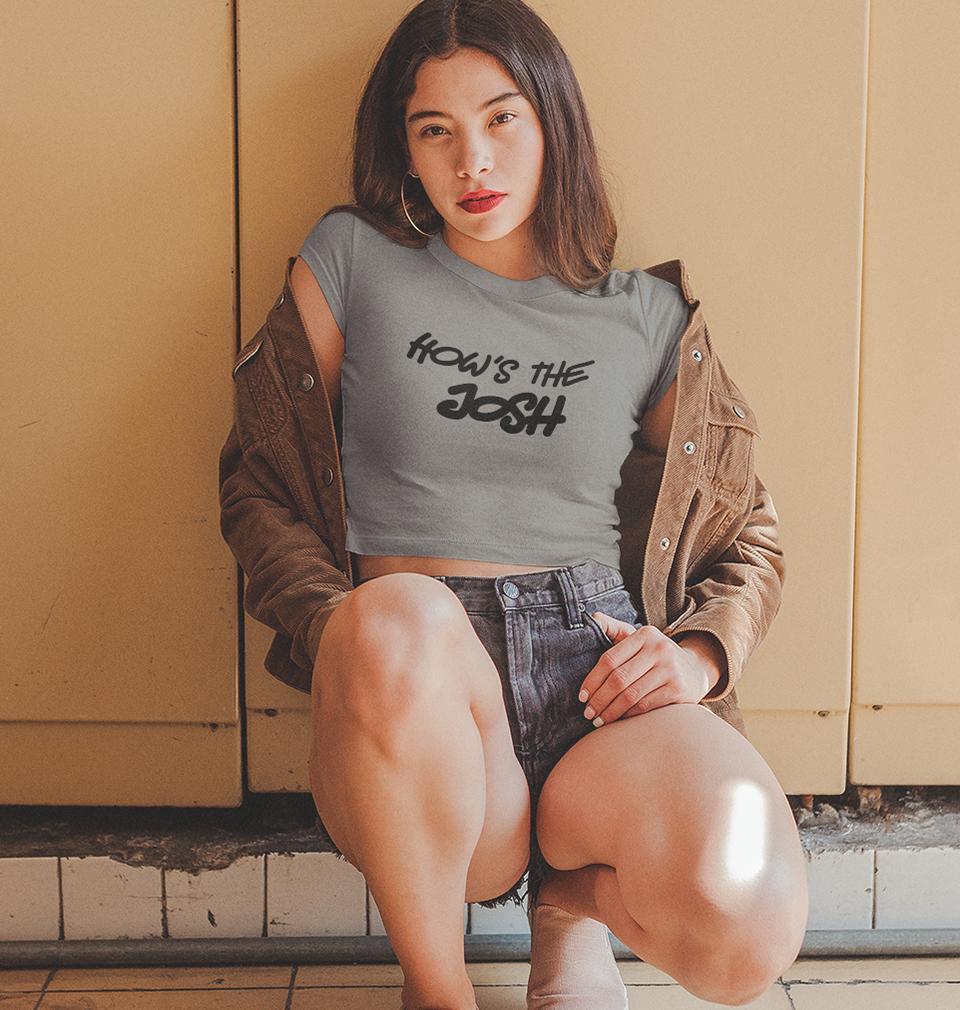 Hows The Josh Womens Crop Top-FunkyTradition Half Sleeves T-Shirt FunkyTradition