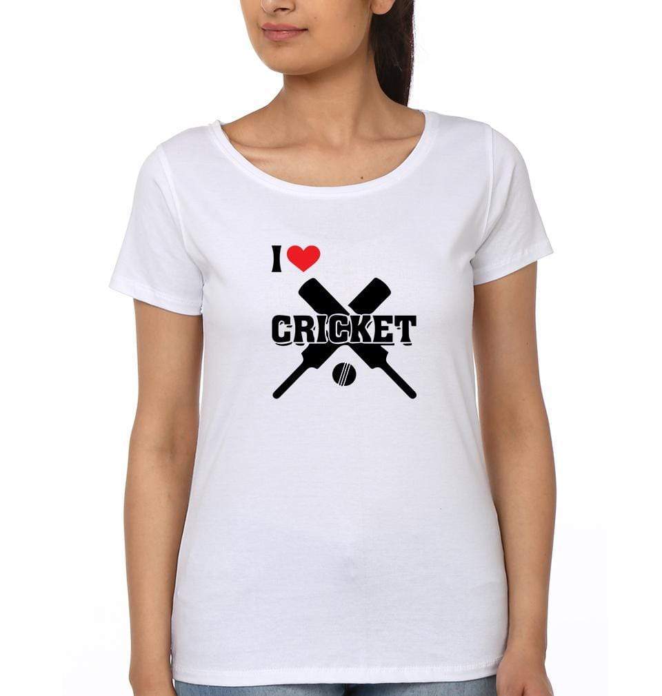 I Love Cricket Womens Half Sleeves T-Shirts-FunkyTradition Half Sleeves T-Shirt FunkyTradition