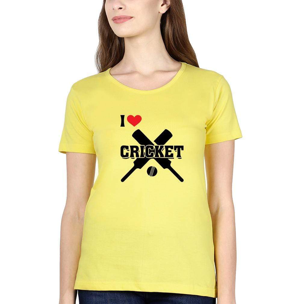 I Love Cricket Womens Half Sleeves T-Shirts-FunkyTradition Half Sleeves T-Shirt FunkyTradition