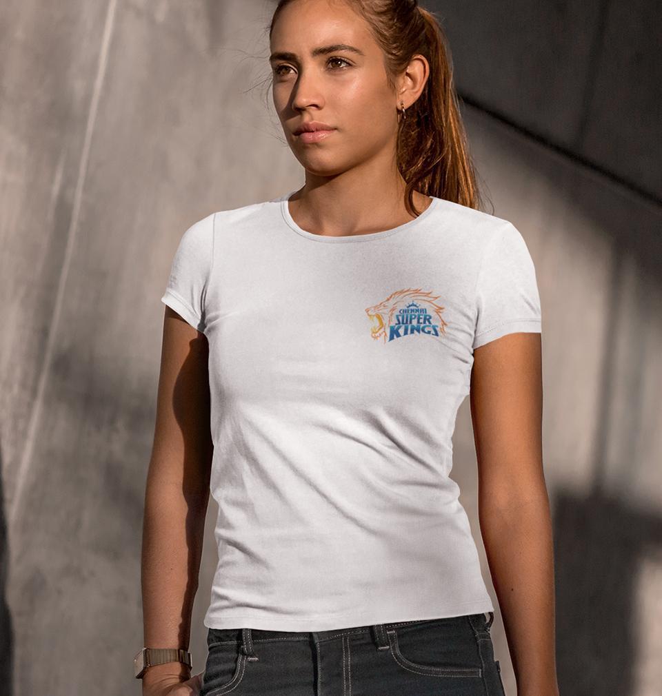 IPL CSK Chennai Super Kings Logo Womens Half Sleeves T-Shirts-FunkyTradition Half Sleeves T-Shirt FunkyTradition