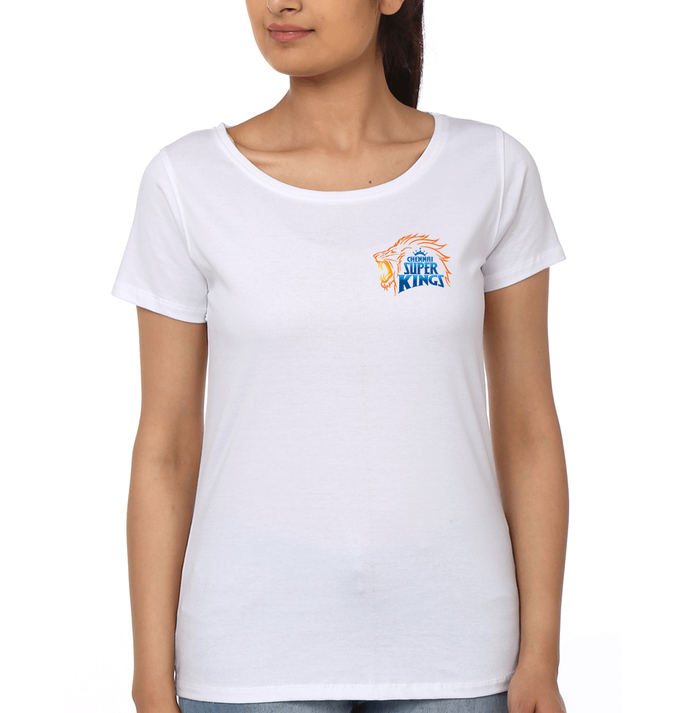 IPL CSK Chennai Super Kings Logo Womens Half Sleeves T-Shirts-FunkyTradition Half Sleeves T-Shirt FunkyTradition