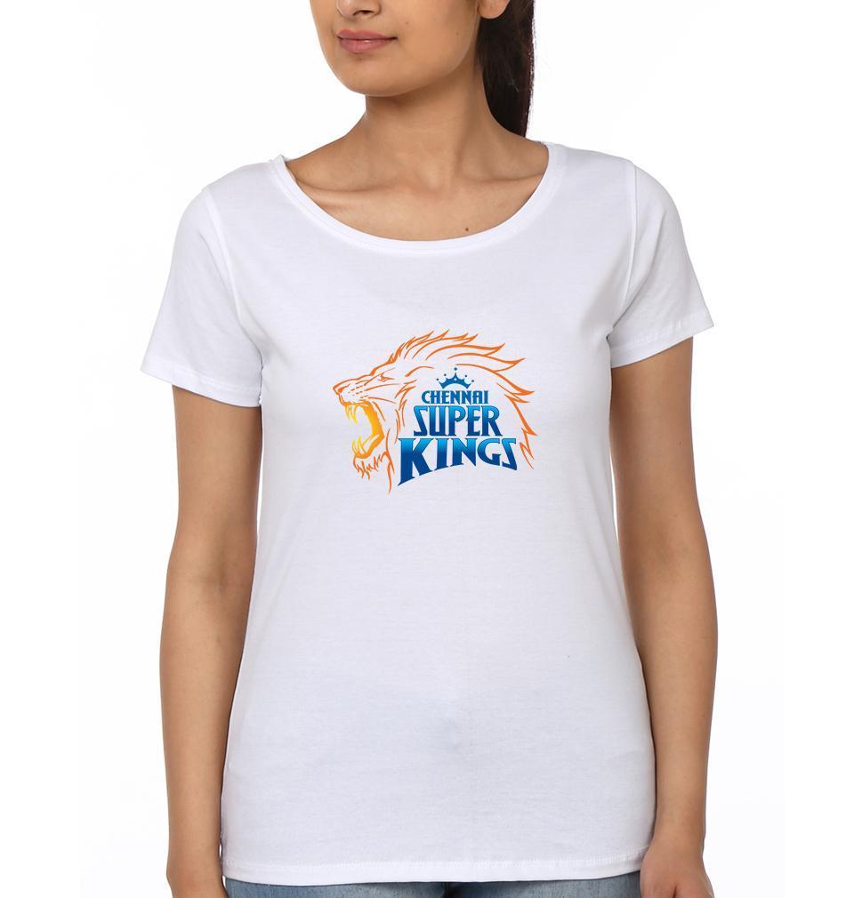 IPL CSK Chennai Super Kings Logo Womens Half Sleeves T-Shirts-FunkyTradition Half Sleeves T-Shirt FunkyTradition