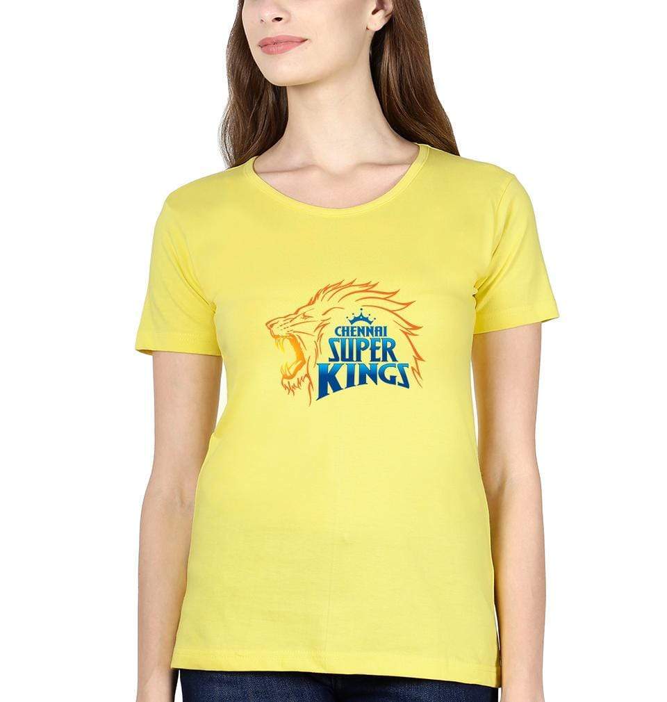 IPL CSK Chennai Super Kings Logo Womens Half Sleeves T-Shirts-FunkyTradition Half Sleeves T-Shirt FunkyTradition