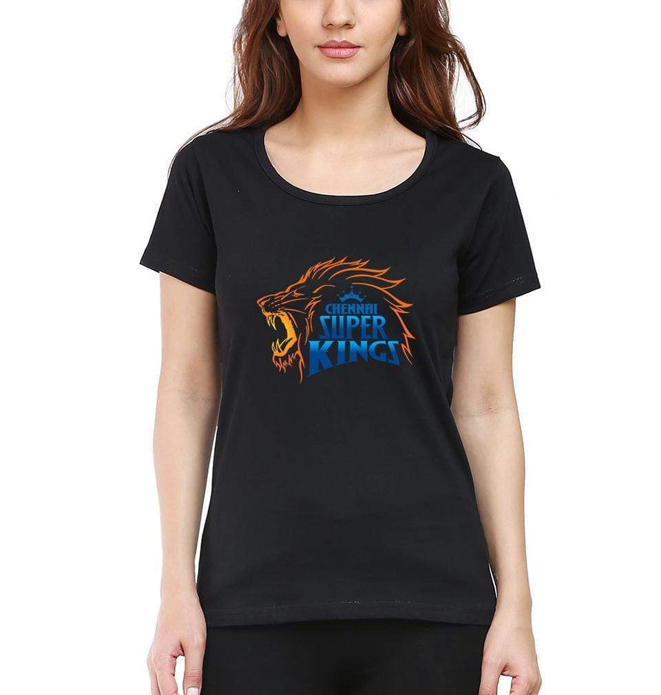 IPL CSK Chennai Super Kings Logo Womens Half Sleeves T-Shirts-FunkyTradition Half Sleeves T-Shirt FunkyTradition
