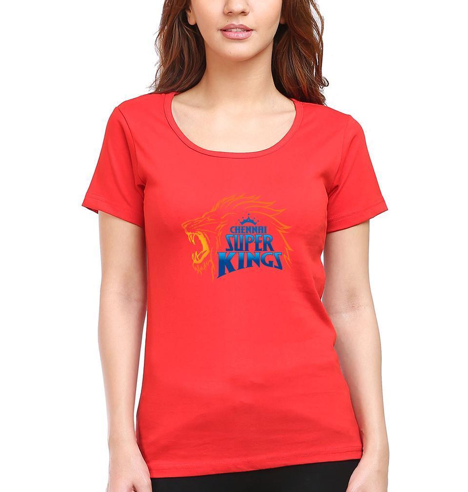 IPL CSK Chennai Super Kings Logo Womens Half Sleeves T-Shirts-FunkyTradition Half Sleeves T-Shirt FunkyTradition