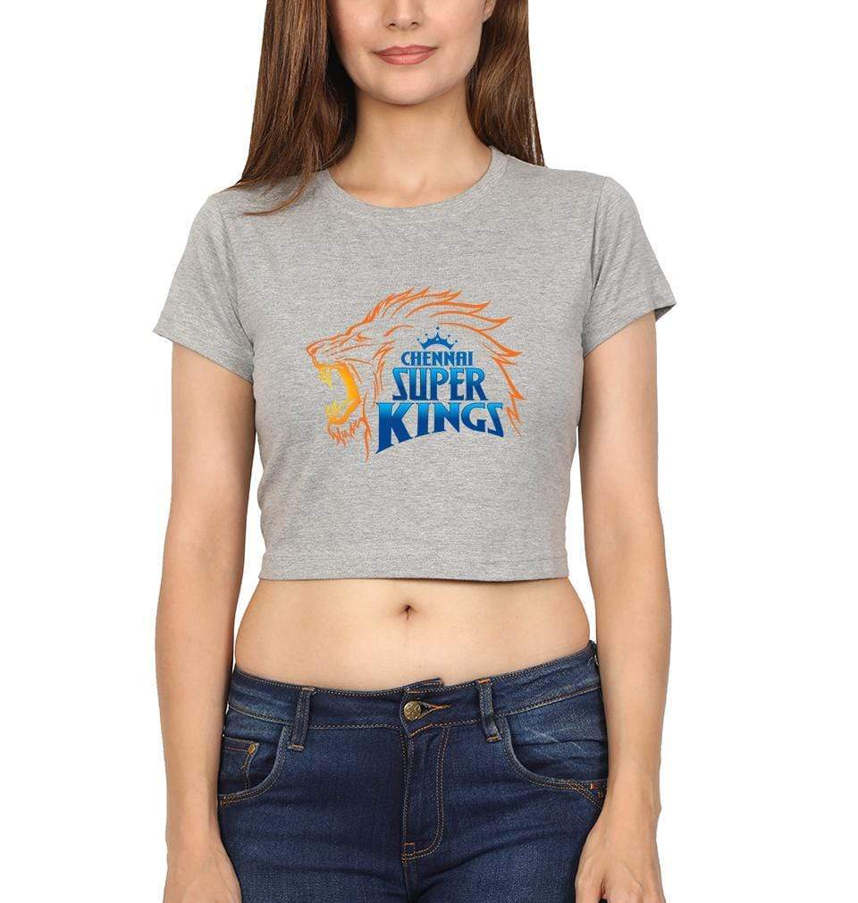 IPL CSK Chennai Super Kings Womens Crop Top-FunkyTradition Half Sleeves T-Shirt FunkyTradition