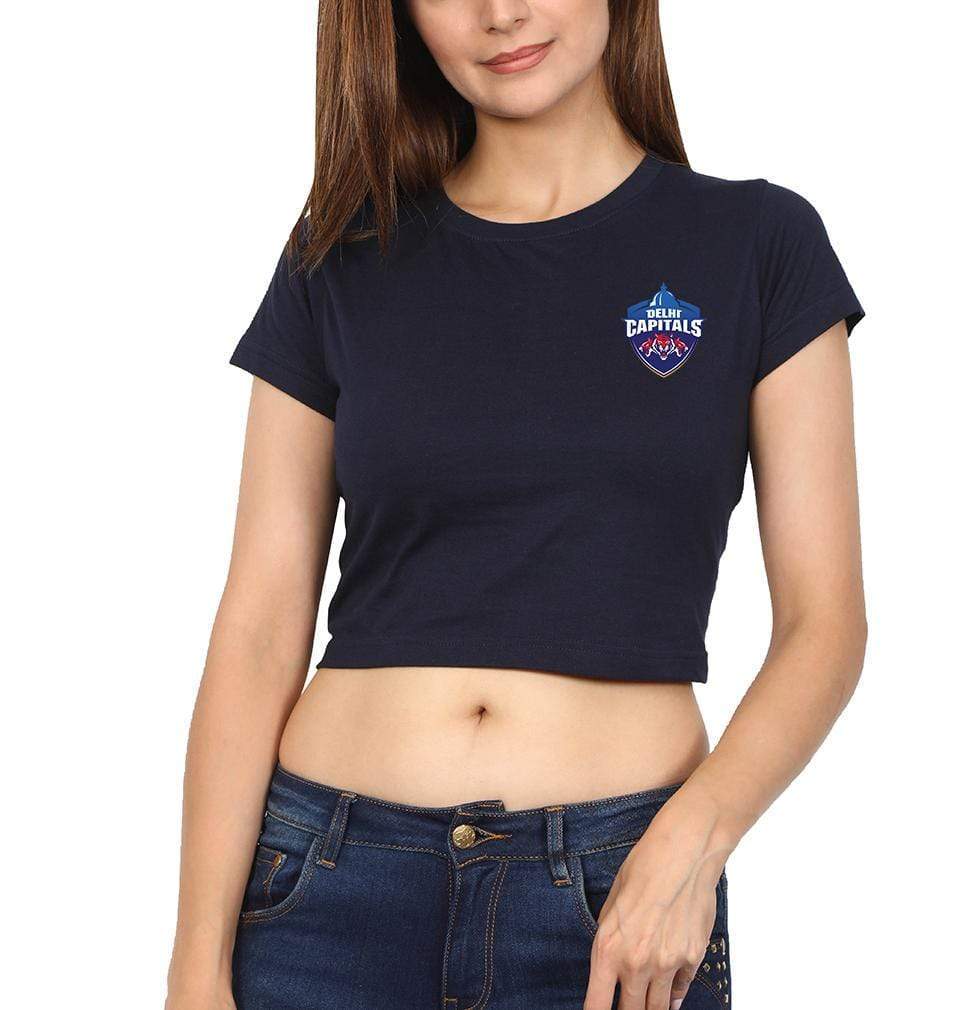 IPL DC Delhi Capitals Logo Womens Crop Top-FunkyTradition Half Sleeves T-Shirt FunkyTradition