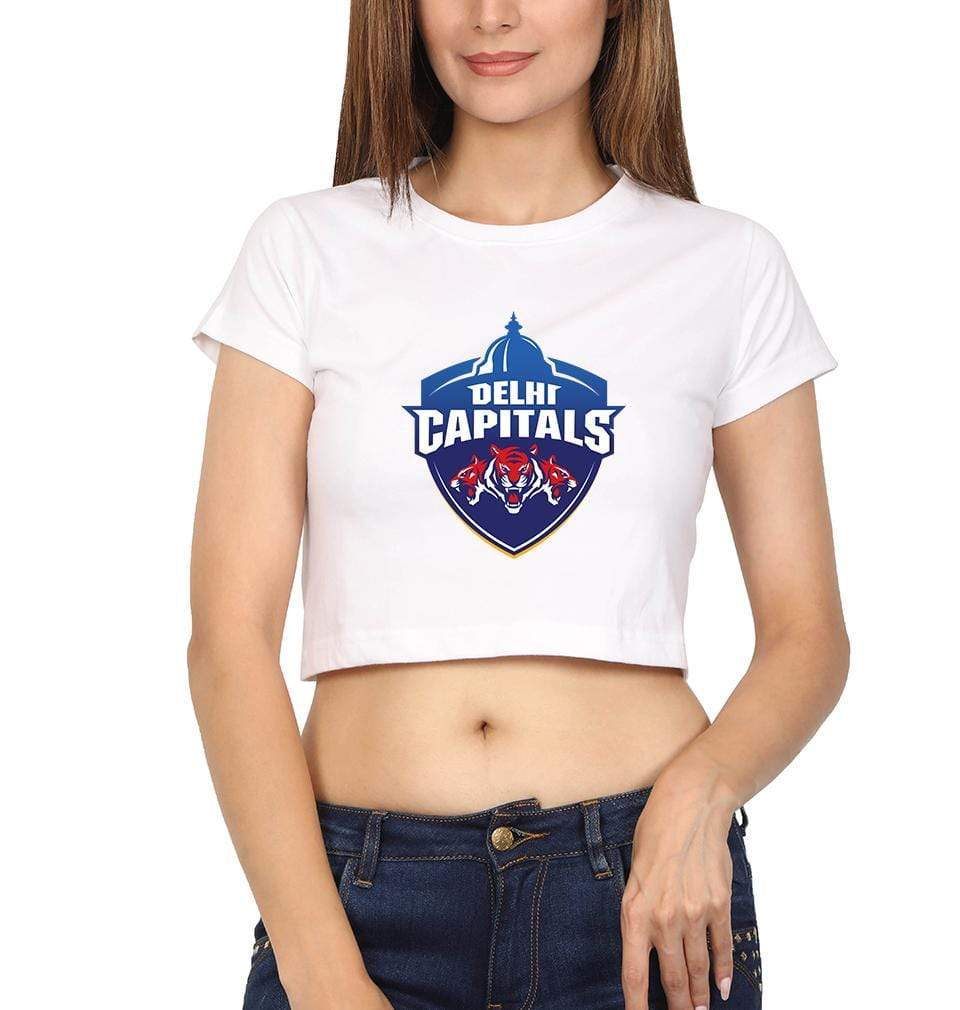 IPL DC Delhi Capitals Logo Womens Crop Top-FunkyTradition Half Sleeves T-Shirt FunkyTradition
