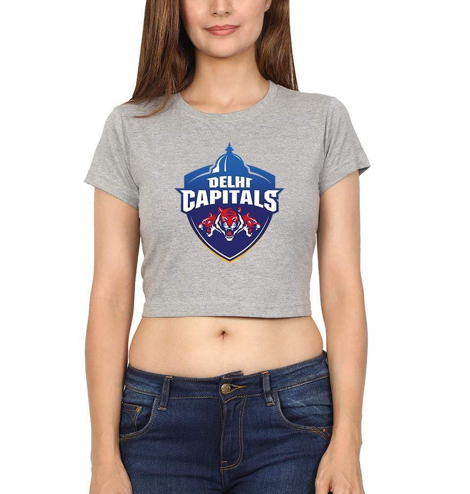 IPL DC Delhi Capitals Logo Womens Crop Top-FunkyTradition Half Sleeves T-Shirt FunkyTradition
