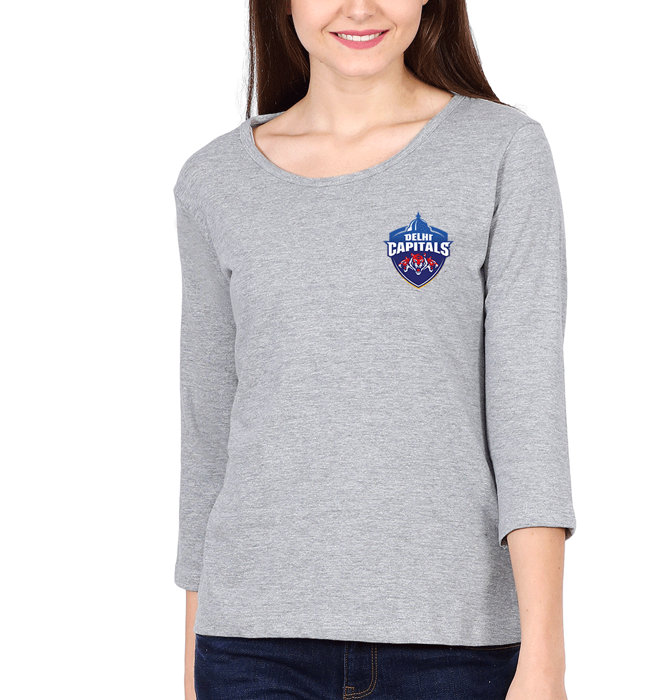 IPL DC Delhi Capitals Logo Womens Full Sleeves T-Shirts-FunkyTradition Half Sleeves T-Shirt FunkyTradition