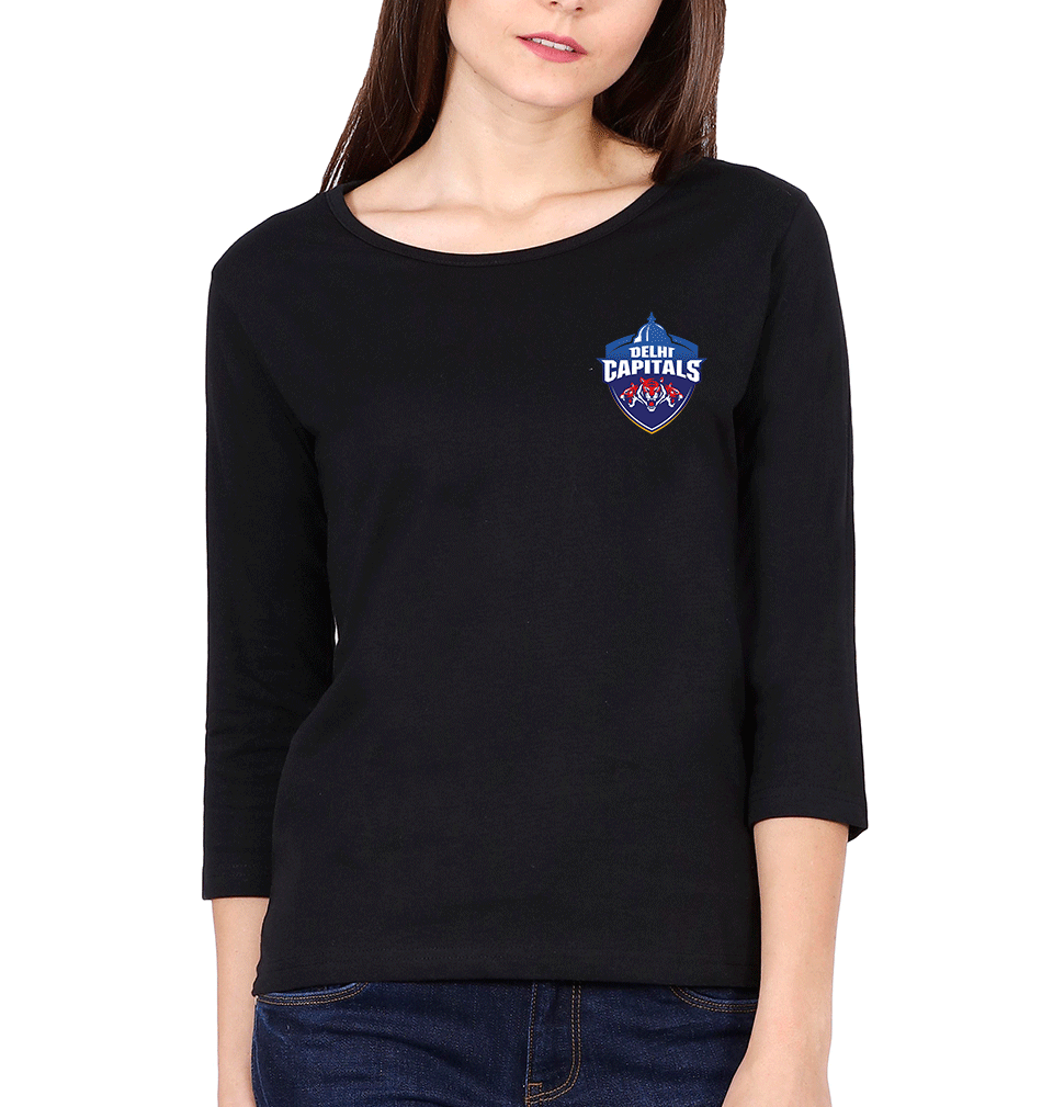 IPL DC Delhi Capitals Logo Womens Full Sleeves T-Shirts-FunkyTradition Half Sleeves T-Shirt FunkyTradition