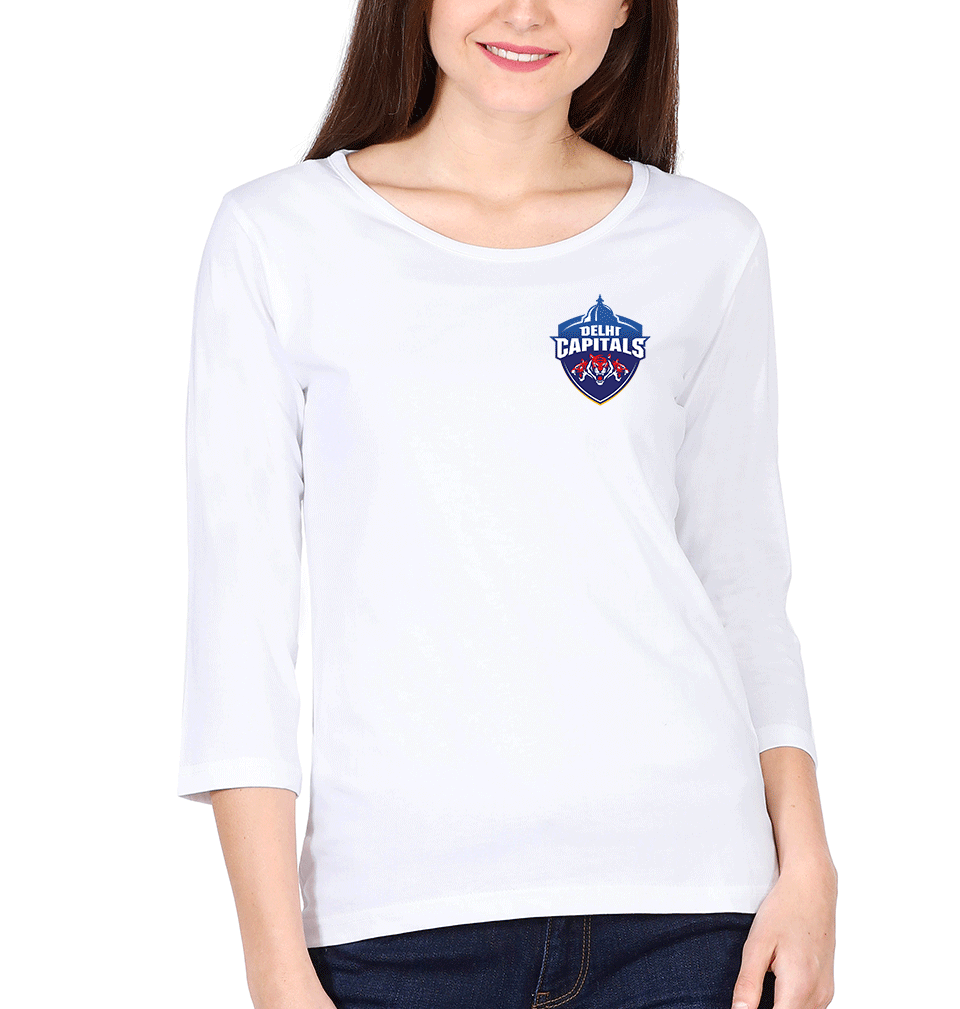 IPL DC Delhi Capitals Logo Womens Full Sleeves T-Shirts-FunkyTradition Half Sleeves T-Shirt FunkyTradition
