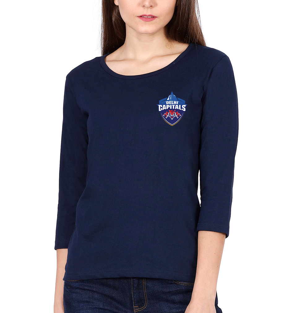 IPL DC Delhi Capitals Logo Womens Full Sleeves T-Shirts-FunkyTradition Half Sleeves T-Shirt FunkyTradition