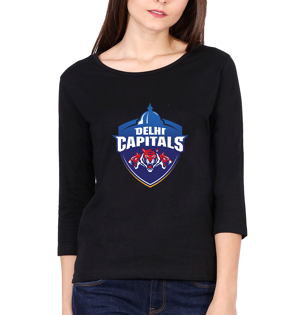 IPL DC Delhi Capitals Logo Womens Full Sleeves T-Shirts-FunkyTradition Half Sleeves T-Shirt FunkyTradition